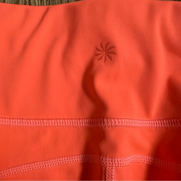 Athleta Laser-Cut High Rise Run Tight in Neon Coral | Compression Leggings Small - Picture 14 of 15